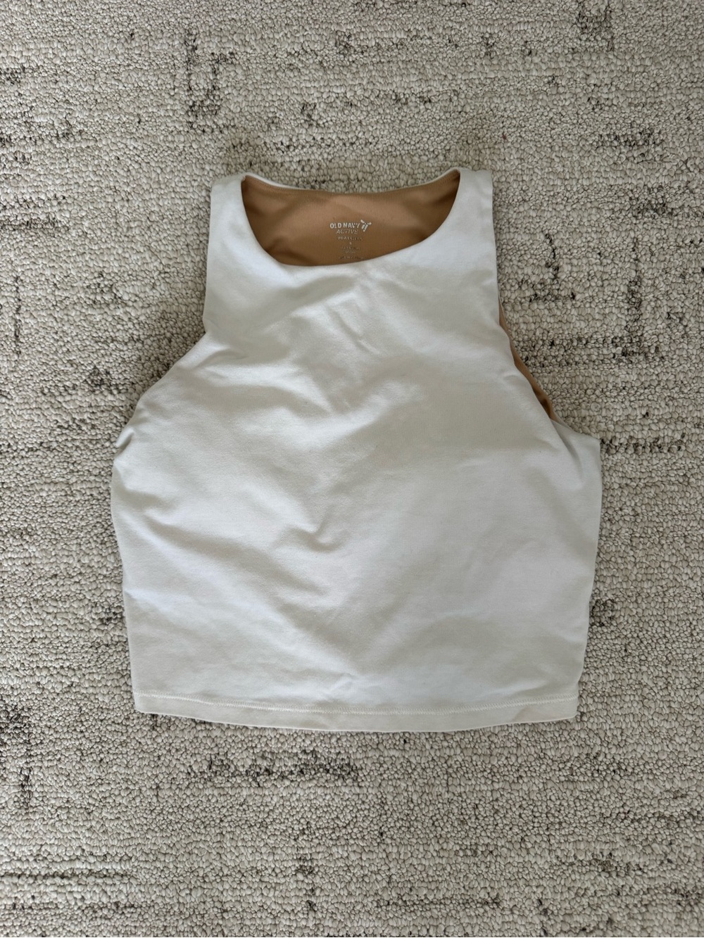 Old Navy Reversible Crop Tank in White with Bra support and pads